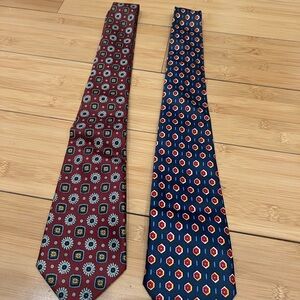 Fratello Hand Made Elegant Geometric Ties - Burgundy and Navy